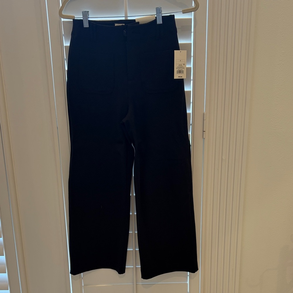 NWT- Black Wide Leg Pants - Front Patch Pockets